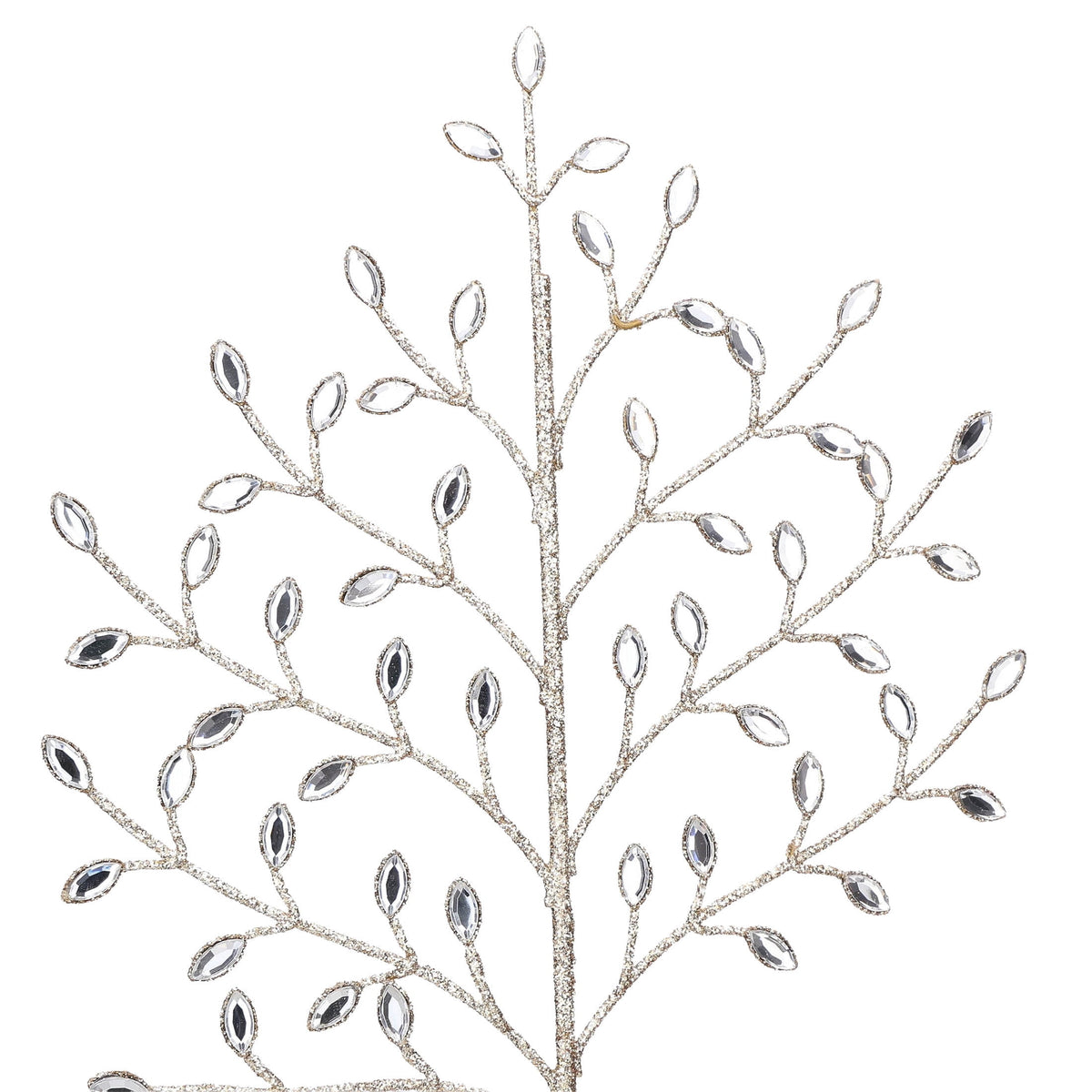 Champagne Gold Glitter and Gem Branch Decorative Christmas Pick, 18", by Holiday Time