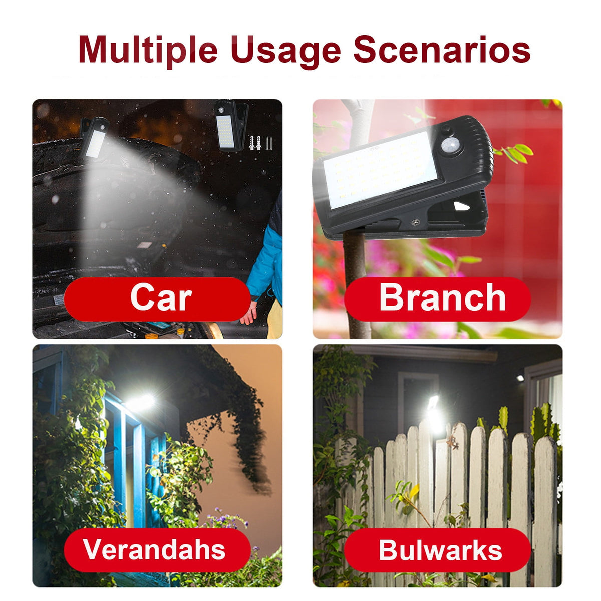Gnmfd Solar Clip Lights Outdoor Motion Sensor LED Solar Security Lights Wireless IP65 Garden, Fence, Patio, Porch, Yard, Pathway, Energy Saving Auto On Off Lighting
