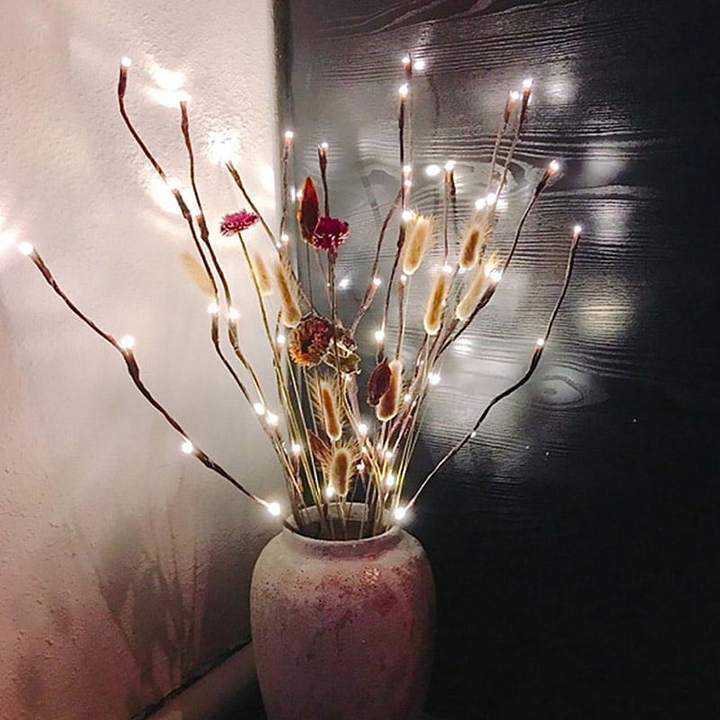 3 Pack Lighted Branches for Vases Plug in - Christmas DIY Twig Pathway Lights with 60 LED Bulbs, Artificial Tree Bendable Xmas Fairy Lights with Stakes(Vase NOT Included)
