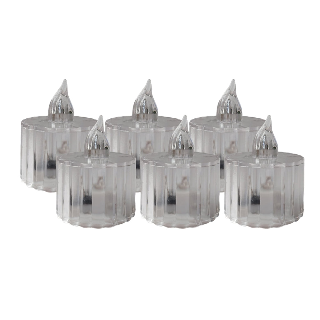 Indoor Battery-Operated LED Plastic Flameless Christmas Tealight Candles, Clear, 2", 6 Count, by Holiday Time