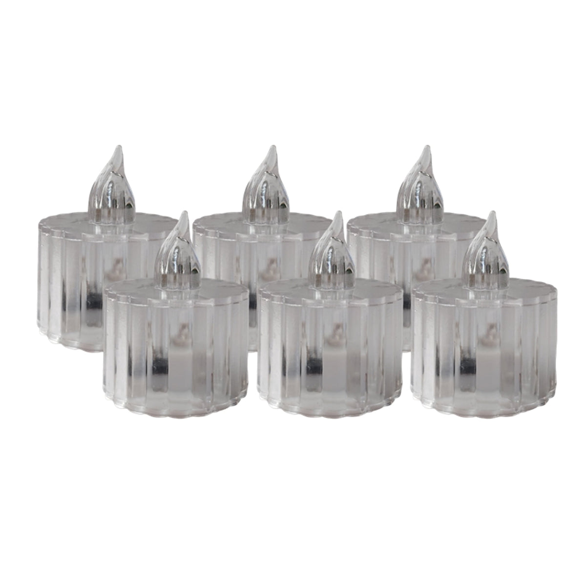 Indoor Battery-Operated LED Plastic Flameless Christmas Tealight Candles, Clear, 2", 6 Count, by Holiday Time