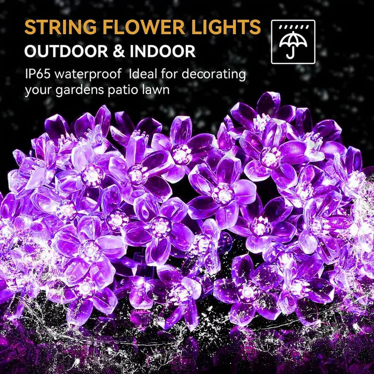 Solar Flower String Lights, Cherry Blossoms Solar Fairy Light,23ft 50 LED Outdoor Waterproof String Lights for Christmas Tree, Home, Garden, Wedding, Patio, Party Decorations(pink)