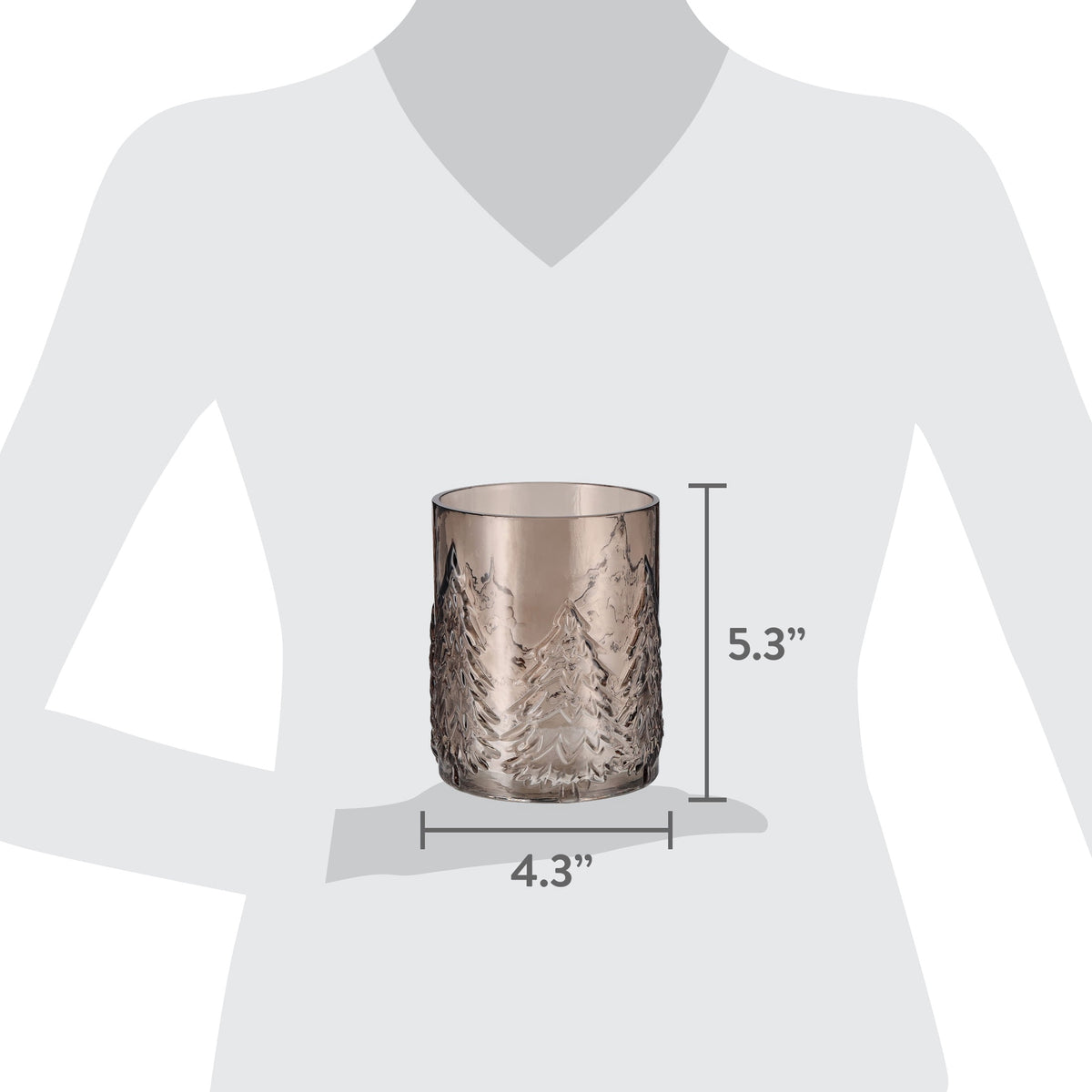 Small Brown Glass Tree Pattern Christmas Pillar Candle Holder, 5.3", by Holiday Time