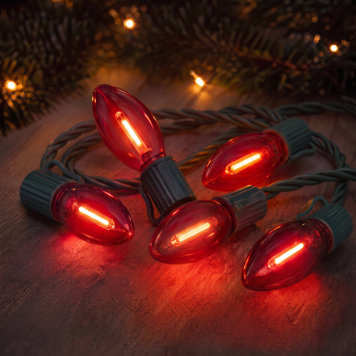 Indoor/Outdoor 25-Count LED Extra Bright Vintage-Style C9 Christmas String Lights, Warm White, Green Wire, 14', by Holiday Time