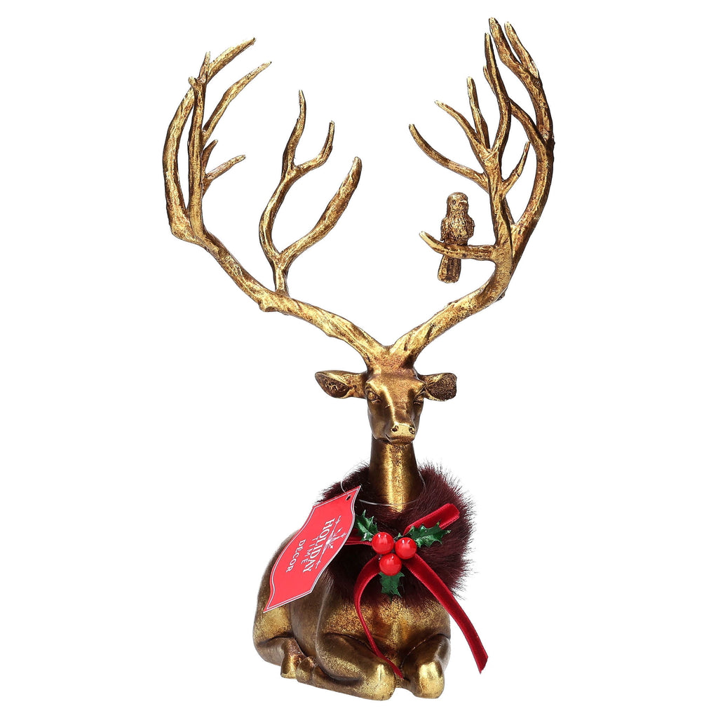 Resin Standing Deer Christmas Decoration, Gold, 14.5", by Holiday Time