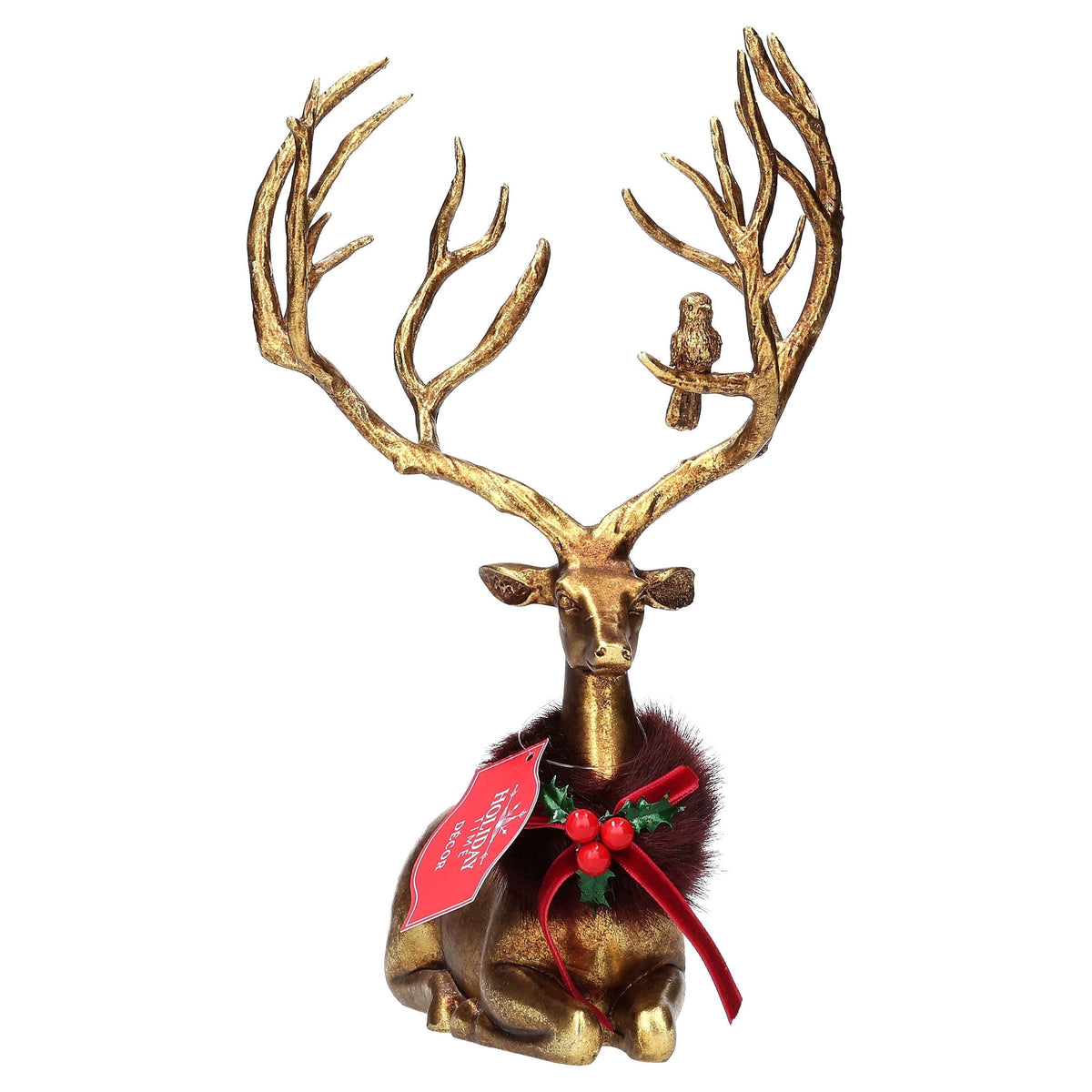 Resin Standing Deer Christmas Decoration, Gold, 14.5", by Holiday Time
