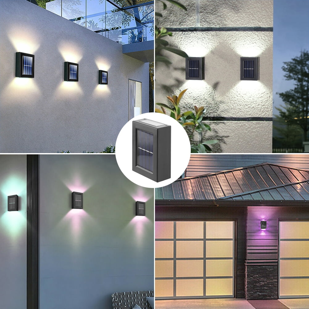 GRNSHTS Outdoor Solar 2 LED Deck Lights Path Garden Patio Pathway Stairs Step Fence Lamp (Colorful Light ,2PCS)