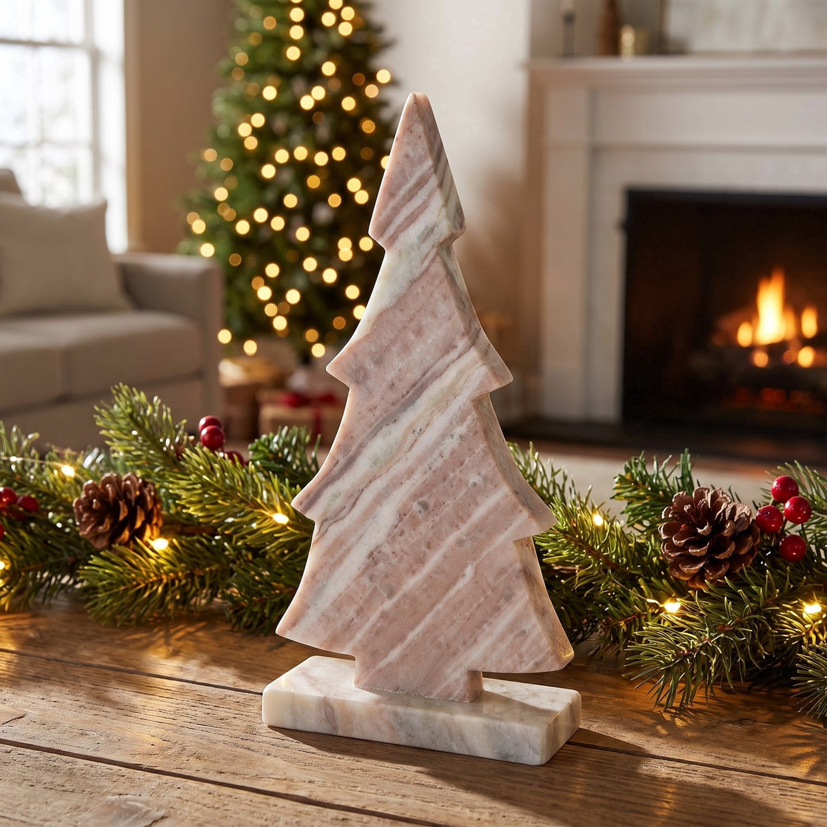 Marble Tree Christmas Decoration, Brown, 10", by Holiday Time
