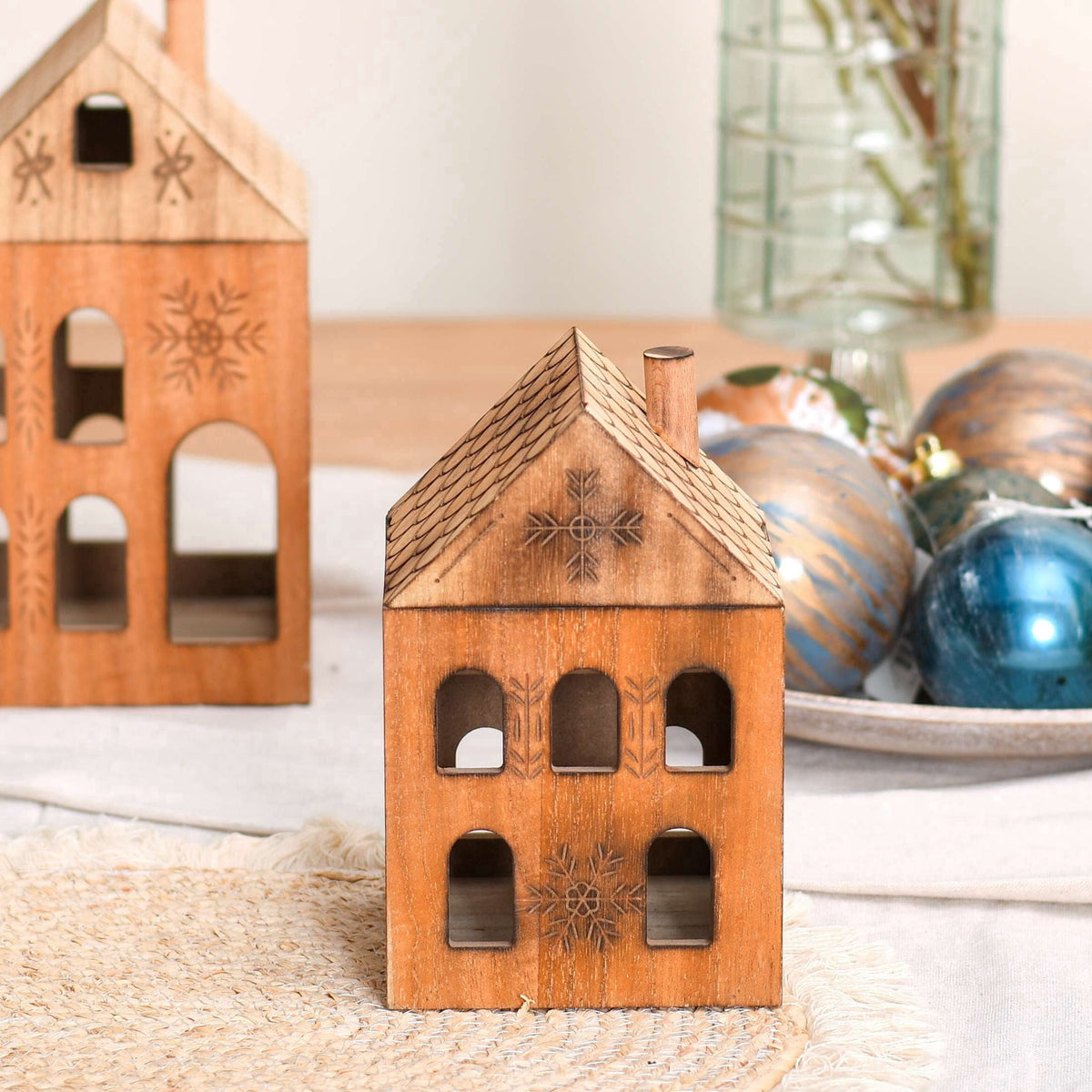 Small Wood House Christmas Decoration, Brown, 6.8", by Holiday Time