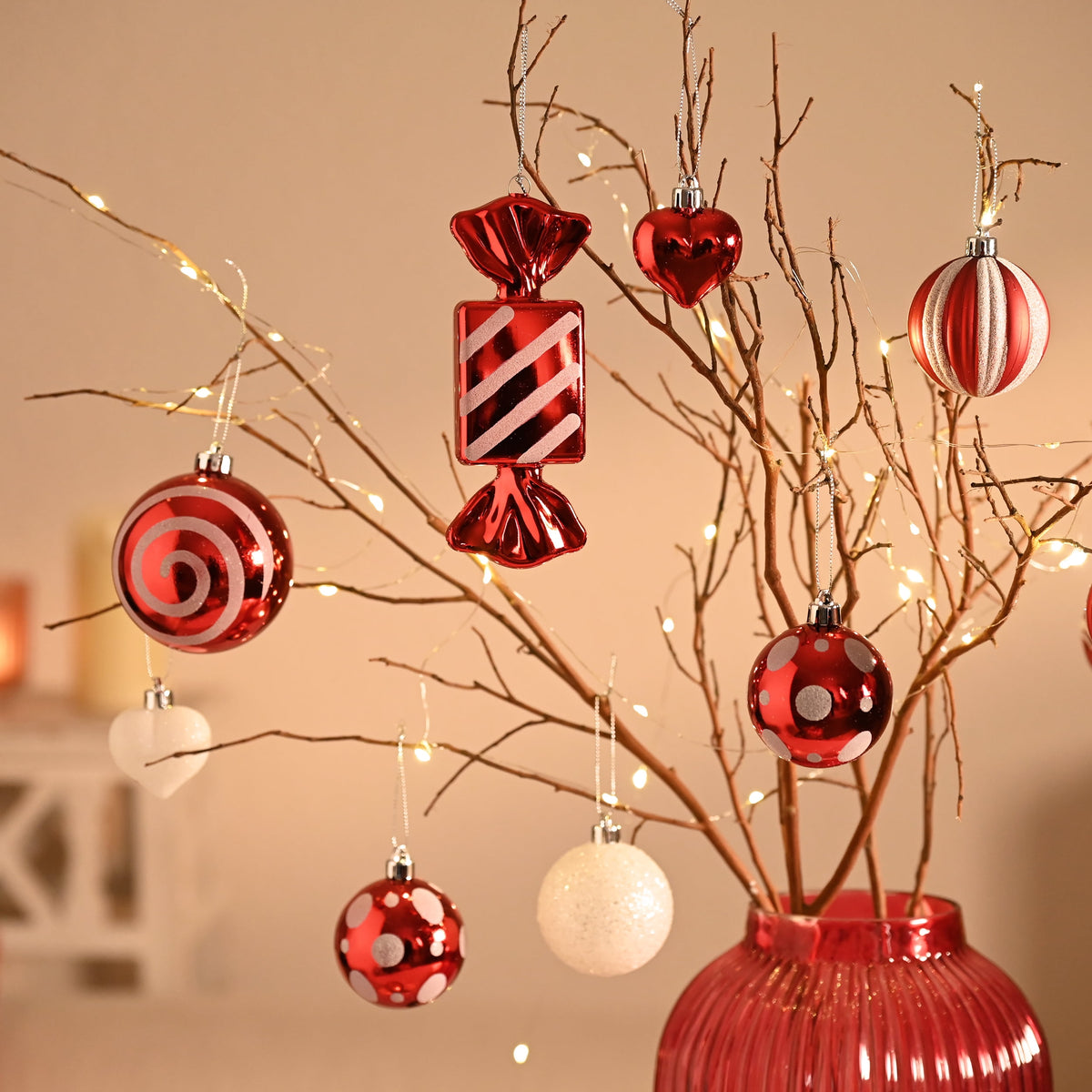 Valery Madelyn 24ct 2.36" Christmas Ball Ornaments, Red White Shatterproof Ornaments for Christmas Party Decor