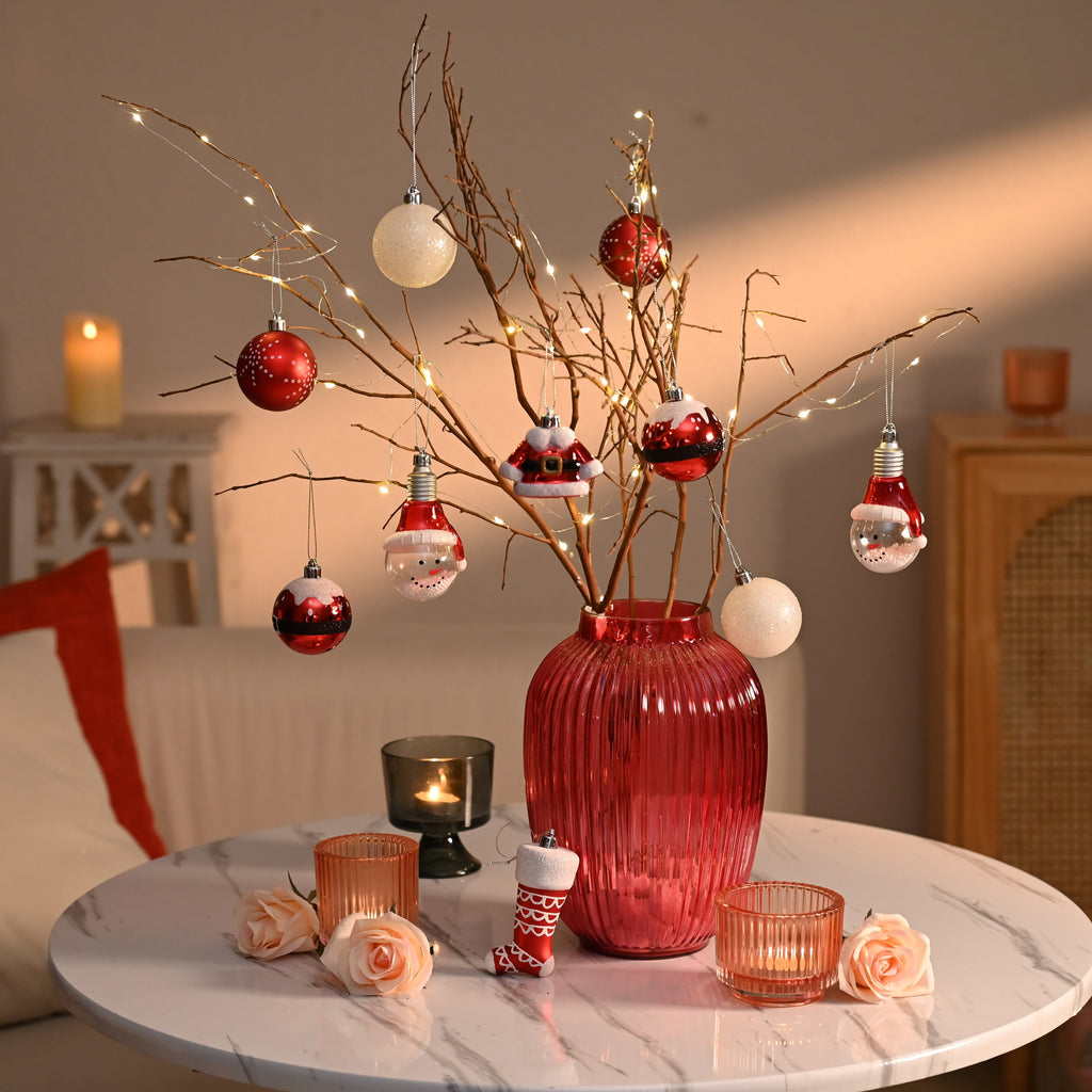 Valery Madelyn 24ct 2.36" Christmas Ball Ornaments, Red White Shatterproof Ornaments for Christmas Party Decor