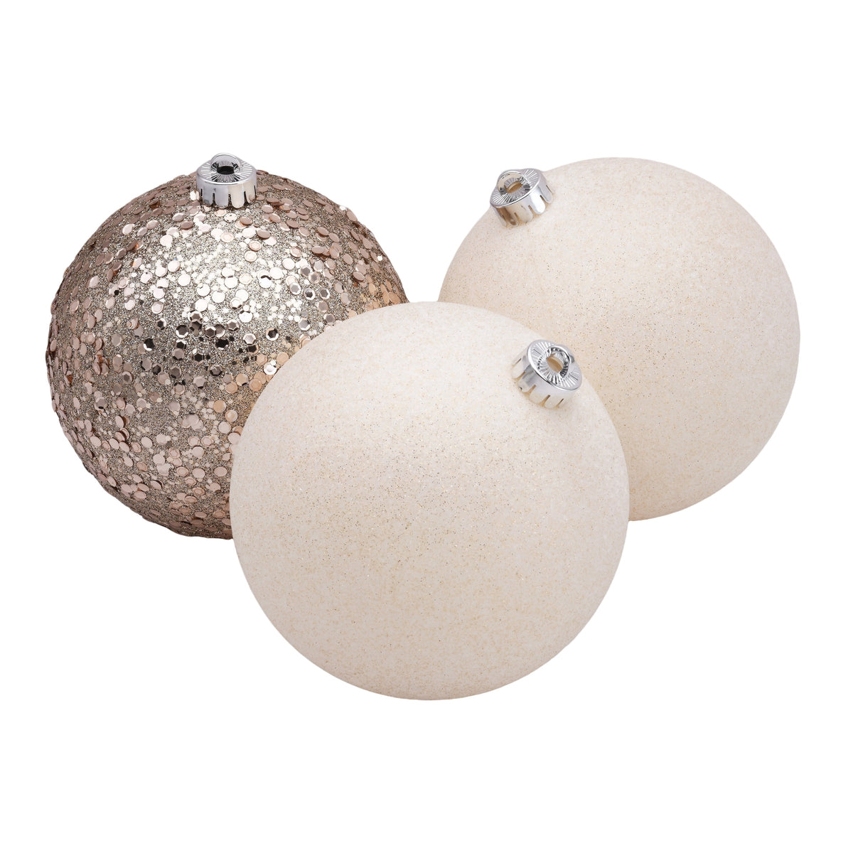4-Count Champagne and Cream Ball Shatterproof Christmas Ornaments, 6", by Holiday Time