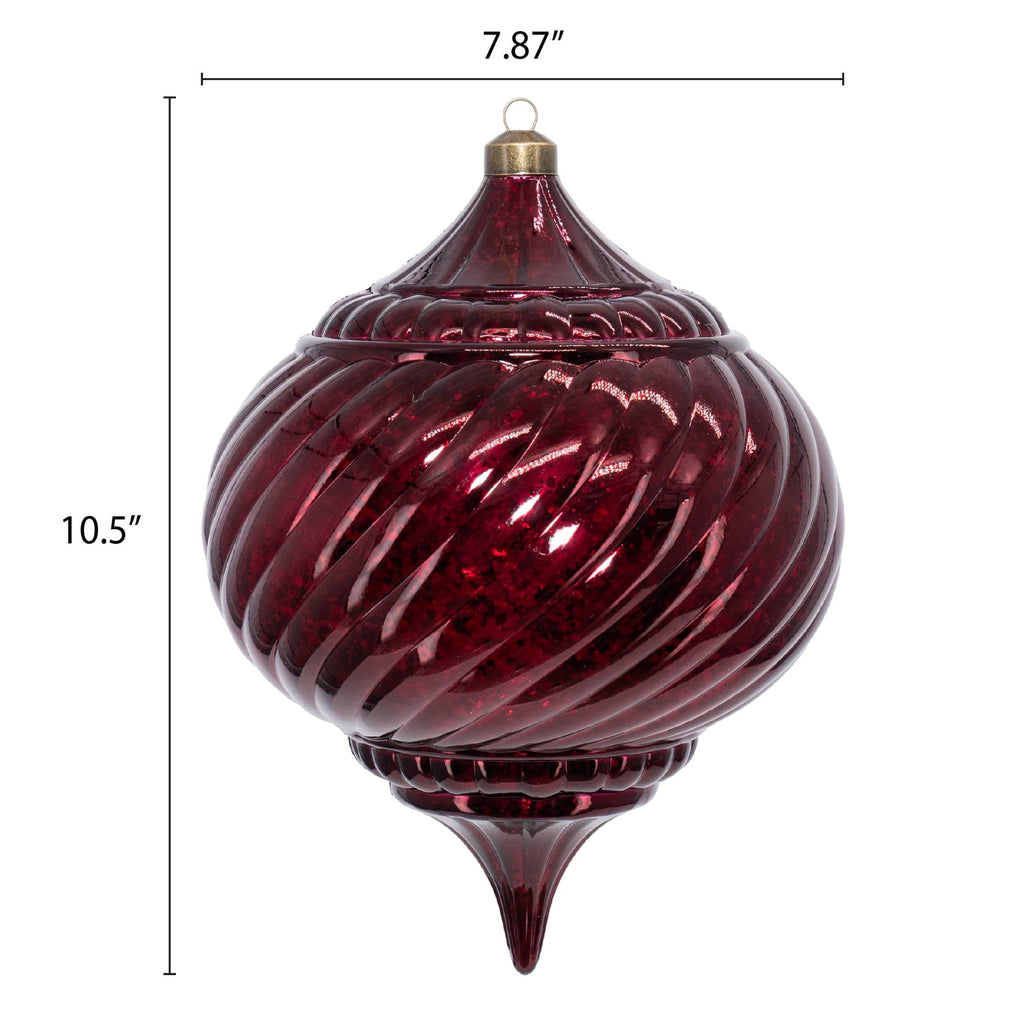 My Texas House 2-Count Burgundy Finial Shatterproof Christmas Ornaments, 11"