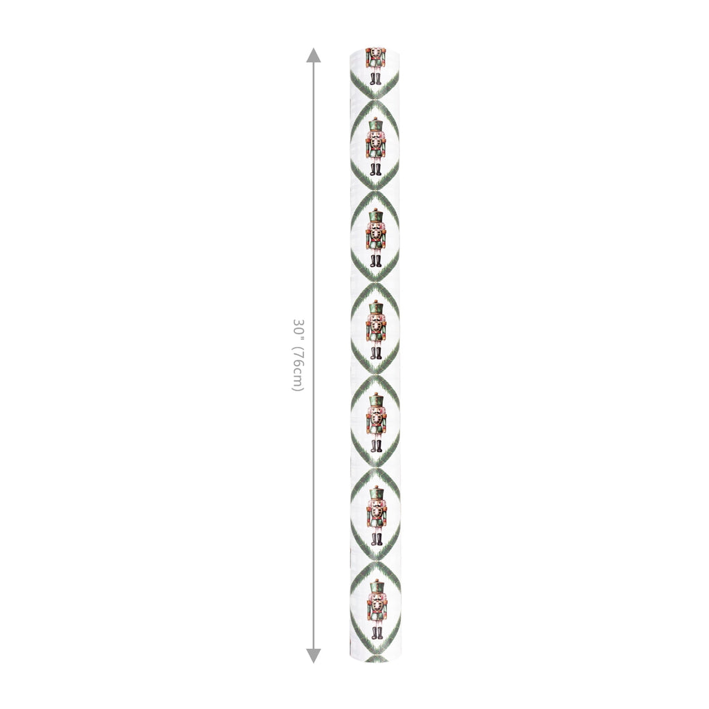 LaRibbons 30" x 33' Holiday Reversible Wrapping Paper Jumbo Roll, Norfolk Pine Nutcracker / Plaid