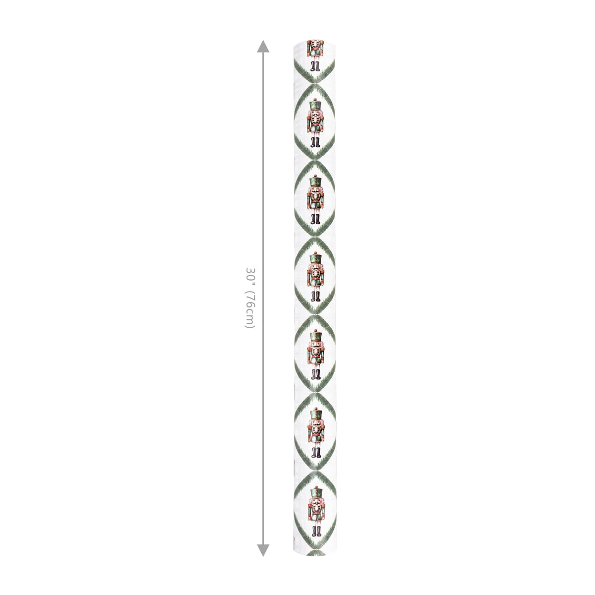 LaRibbons 30" x 33' Holiday Reversible Wrapping Paper Jumbo Roll, Norfolk Pine Nutcracker / Plaid
