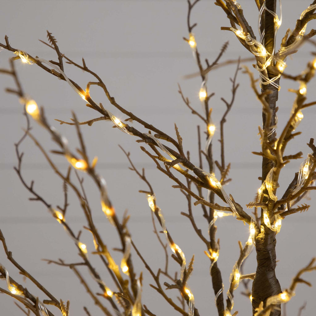 Nearly Natural Pre-Lit Brown Twig Artificial Christmas Tree - 4' - Warm White LED Lights
