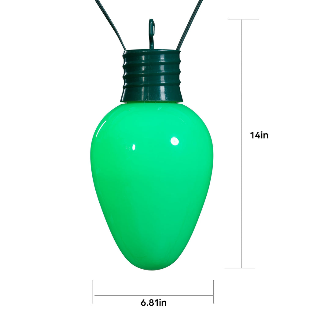Indoor/Outdoor LED Giant Hanging C9 Bulb Christmas Light, Ceramic Green, 14", by Holiday Time