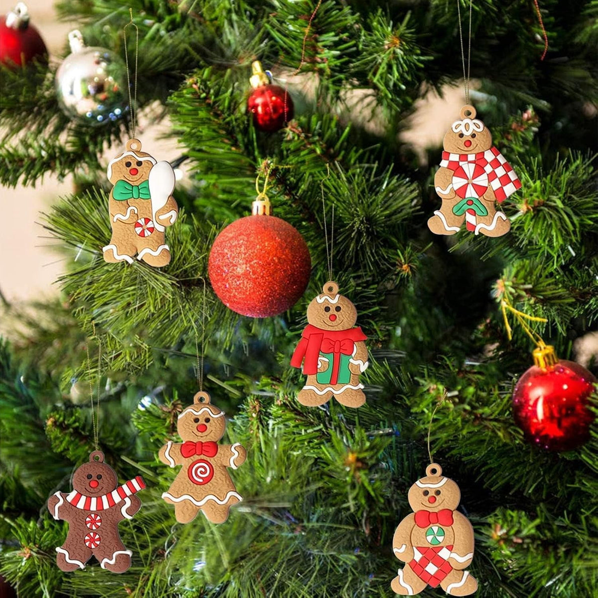Ayieyill 14Pcs Christmas Ornaments Gingerbread Christmas Tree Decorations Holiday Decor (Classic)