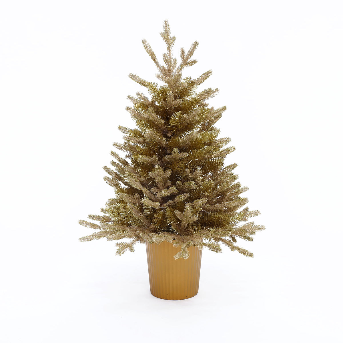 3Ft Gold Branches Artificial Christmas Tree with Battery-Op Lights & Gold Pot