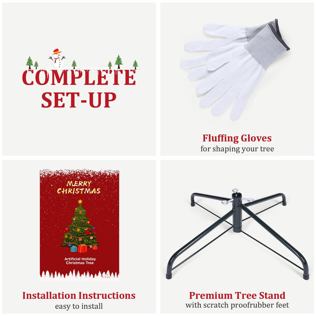 Funcid 6ft Green Artificial Christmas Tree, Hinged Spruce Full Tree with 1477 Branch Tips, Foldable Metal Stand, New PVC Material, Xmas Tree for Indoor and Outdoor Decoration