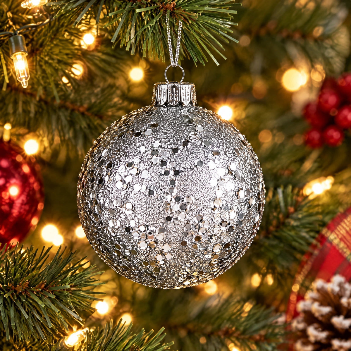 4-Count Champagne and Cream Ball Shatterproof Christmas Ornaments, 6", by Holiday Time