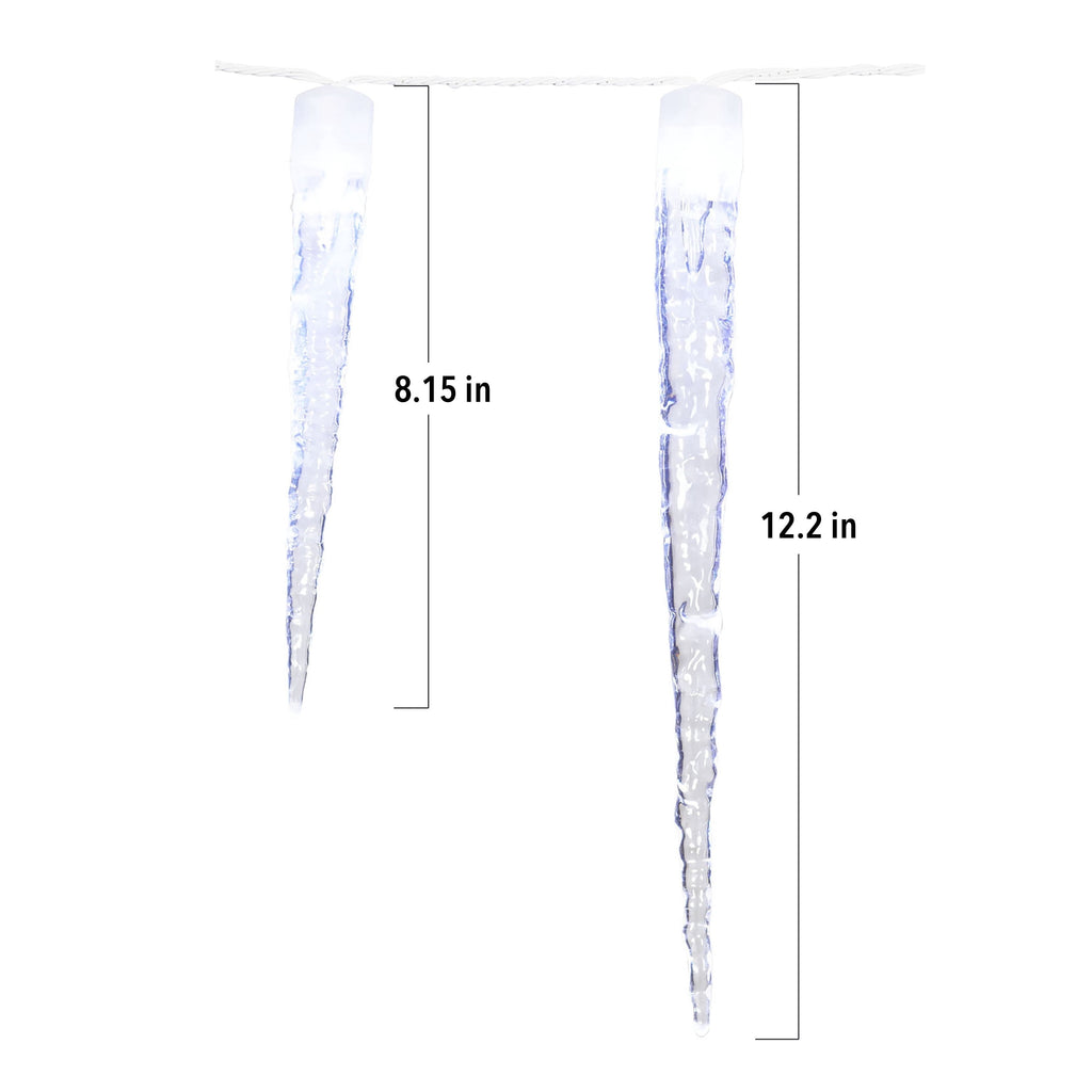Indoor/Outdoor 8-Count LED 8-Function Crystal Christmas Icicle Lights, Cool White, White Wire, 9', by Holiday Time