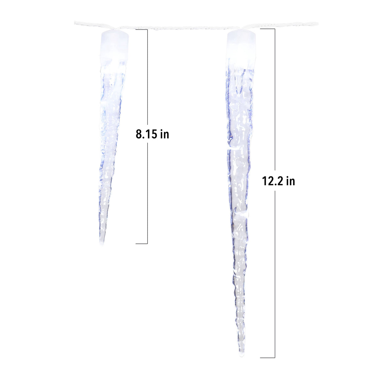 Indoor/Outdoor 8-Count LED 8-Function Crystal Christmas Icicle Lights, Cool White, White Wire, 9', by Holiday Time