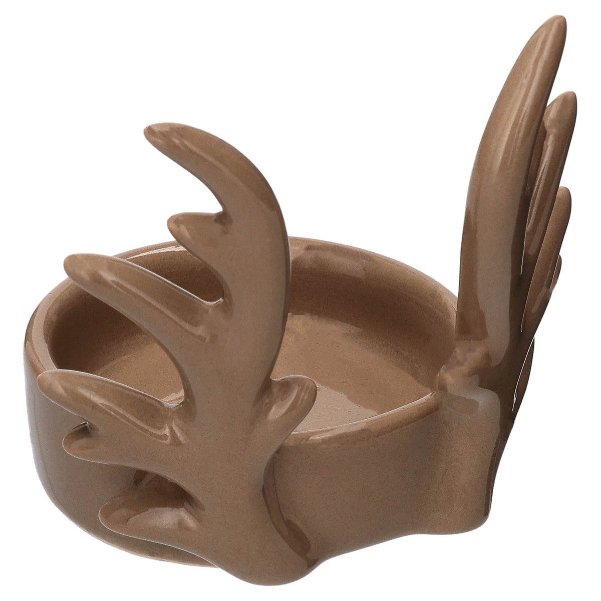 Small Brown Stoneware Antler Christmas Candle Holder, 3", by Holiday Time