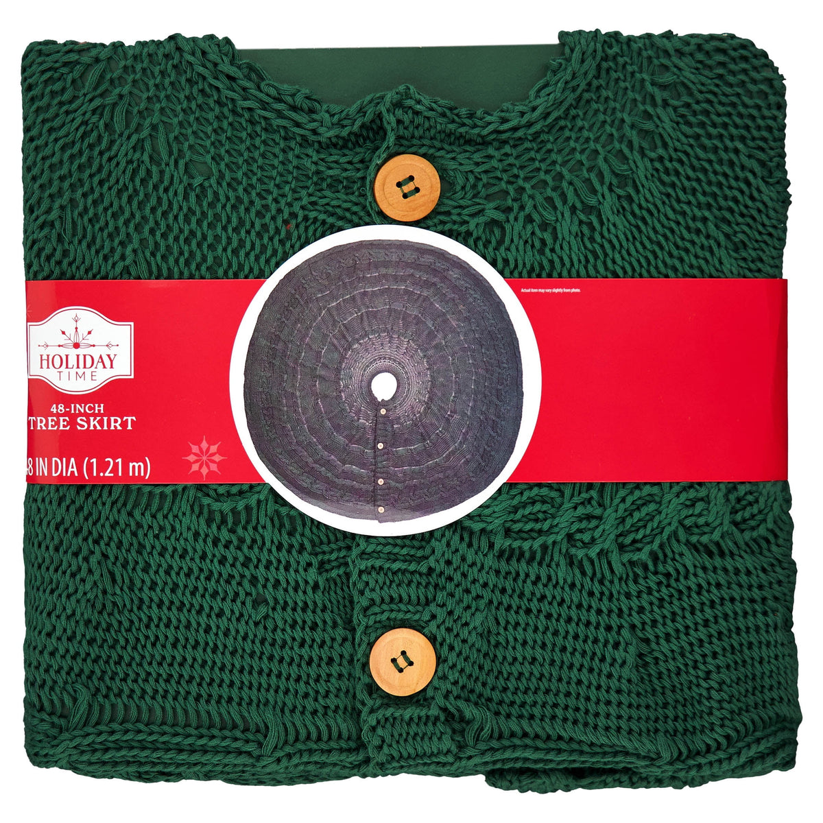 Cable Knit Christmas Tree Skirt, Green, 48", by Holiday Time