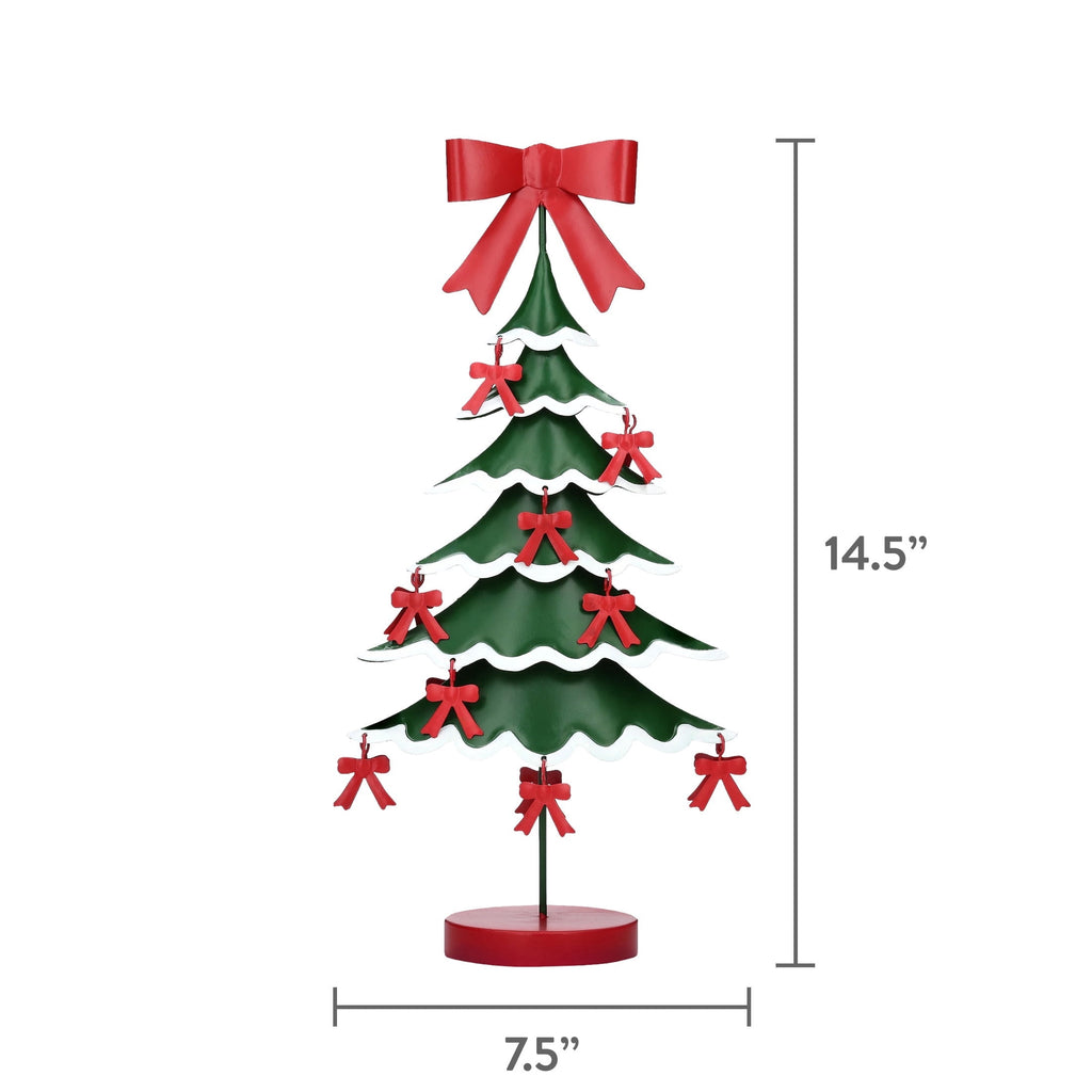 Medium Metal Christmas Tree with Bows Decoration, Red/Green/White, 14.5", by Holiday Time