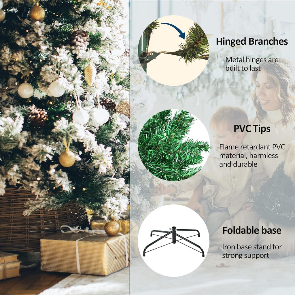 Artificial Christmas Tree, 7FT Premium Pine Unlit Holiday Decoration, Full Size Décor Easy Assembly Metal Stand