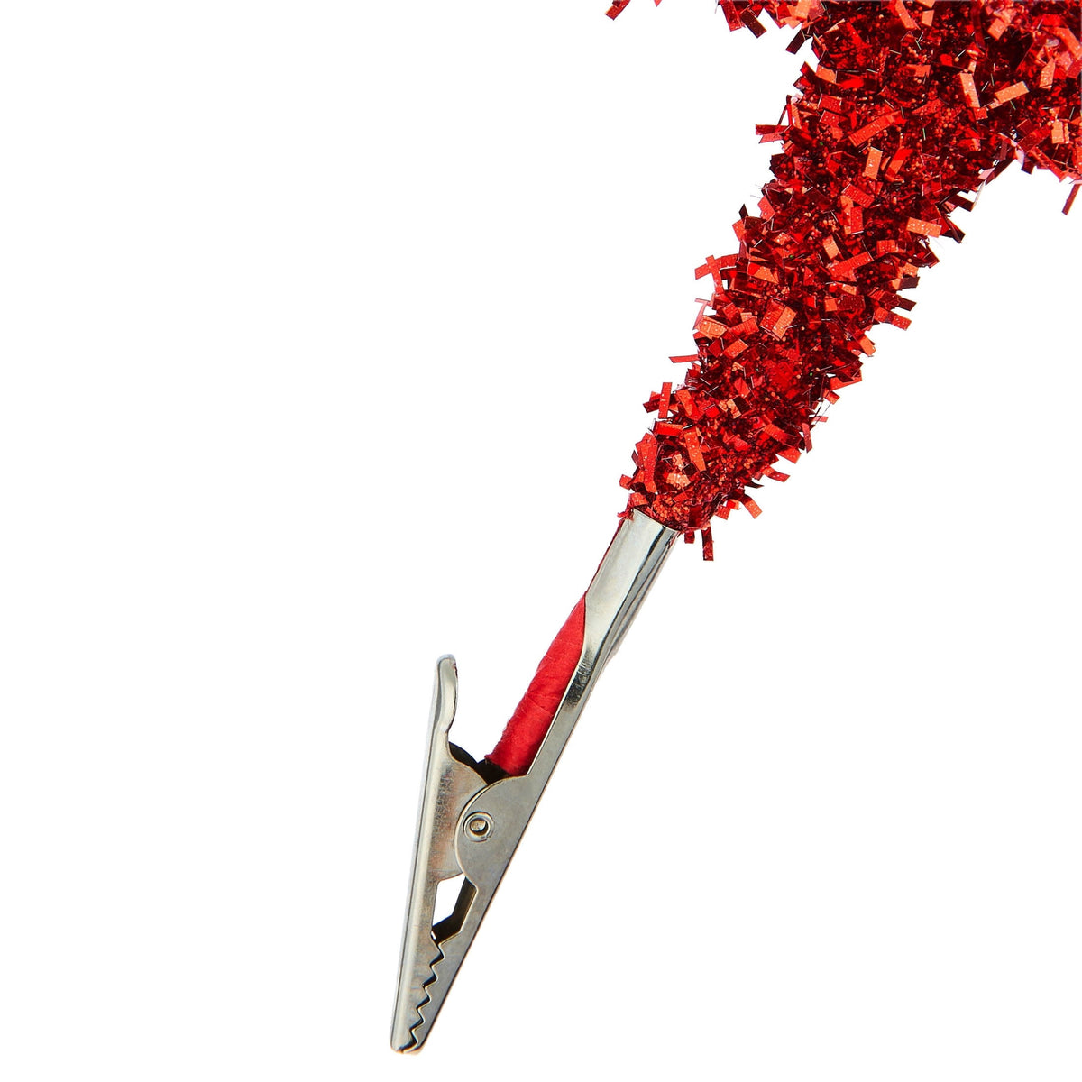 Red and White Tinsel Curly Christmas Clip Ornament, 9", by Holiday Time