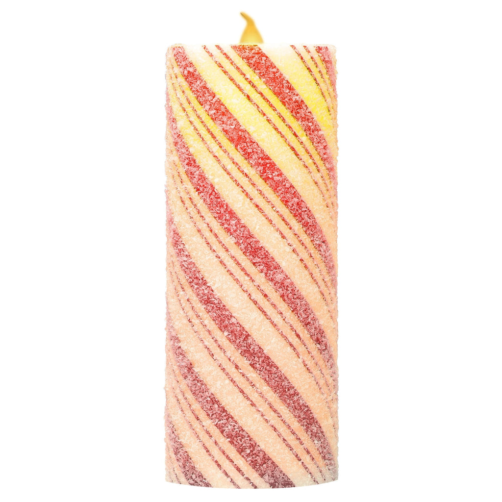 Indoor Battery-Operated LED Plastic Flameless Candy Cane Christmas Pillar Candle, Red and White, 8.7", by Holiday Time