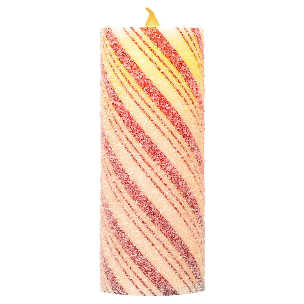 Indoor Battery-Operated LED Plastic Flameless Candy Cane Christmas Pillar Candle, Red and White, 8.7", by Holiday Time