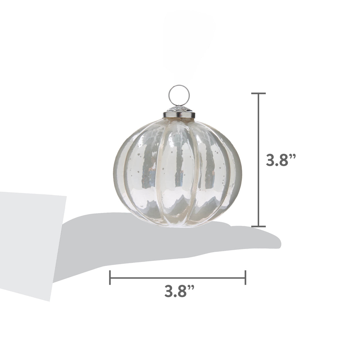 Silver Mercury-Style Glass Ribbed Christmas Ornament, 3.8", by Holiday Time