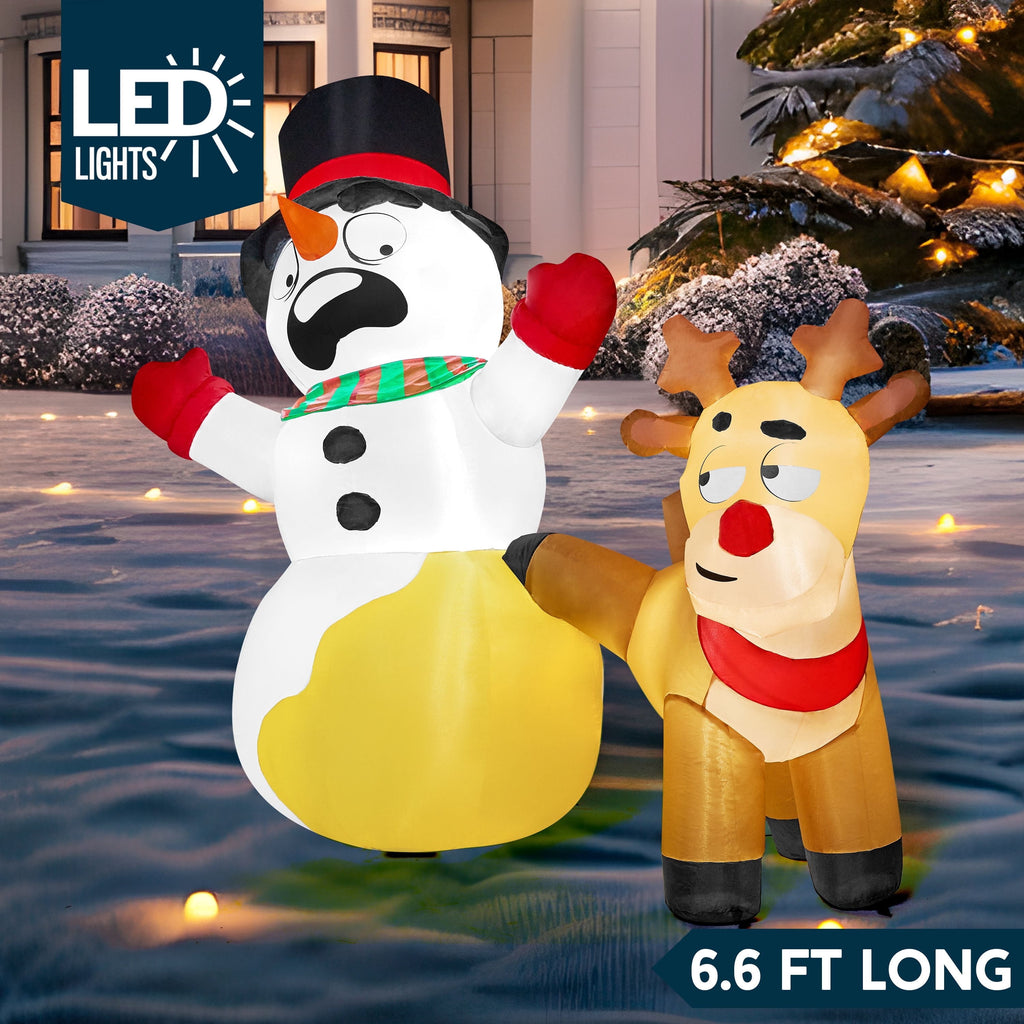 Joyfy 6 FT Christmas Inflatables Snowman Outdoor Decorations,Snowman Christmas Blow Ups Yard Christmas with Built-in LEDs for Holiday Party Garden Lawn Decor