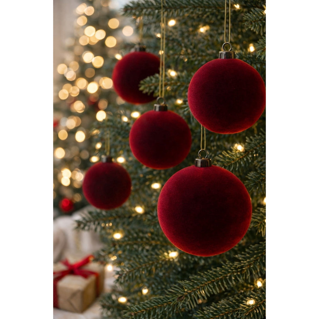 My Texas House 10-Count Cream Velvet-Feel Ball Christmas Ornaments, 4.5"