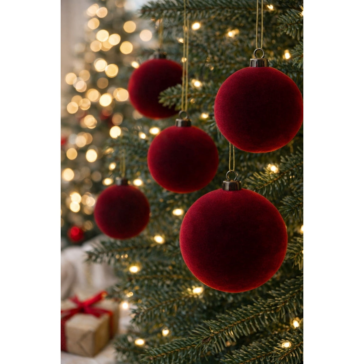 My Texas House 10-Count Cream Velvet-Feel Ball Christmas Ornaments, 4.5"