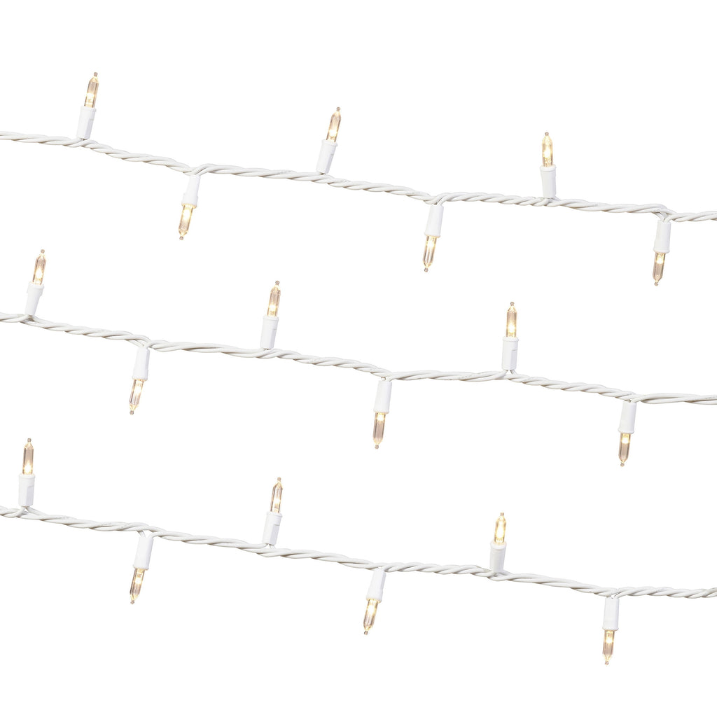 Indoor/Outdoor 100-Count LED Mini Christmas String Lights, Warm White, White Wire, 19.5', by Holiday Time