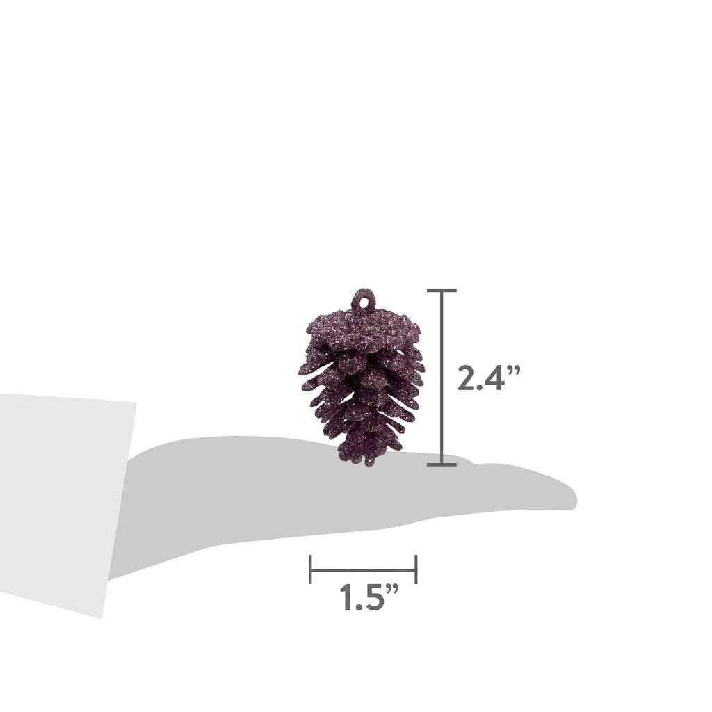 12-Count Pink Glitter Pinecone Christmas Ornaments, 2.4", by Holiday Time