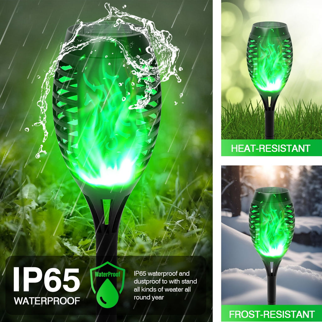 Solar Torch Lights with Flickering Flame, Solar Flickering Lights, 4 Pack Solar Lights Outdoor Waterproof Solar Pathway Lights Landscape Lighting for Garden Lawn Patio Yard Outdoor Decorations
