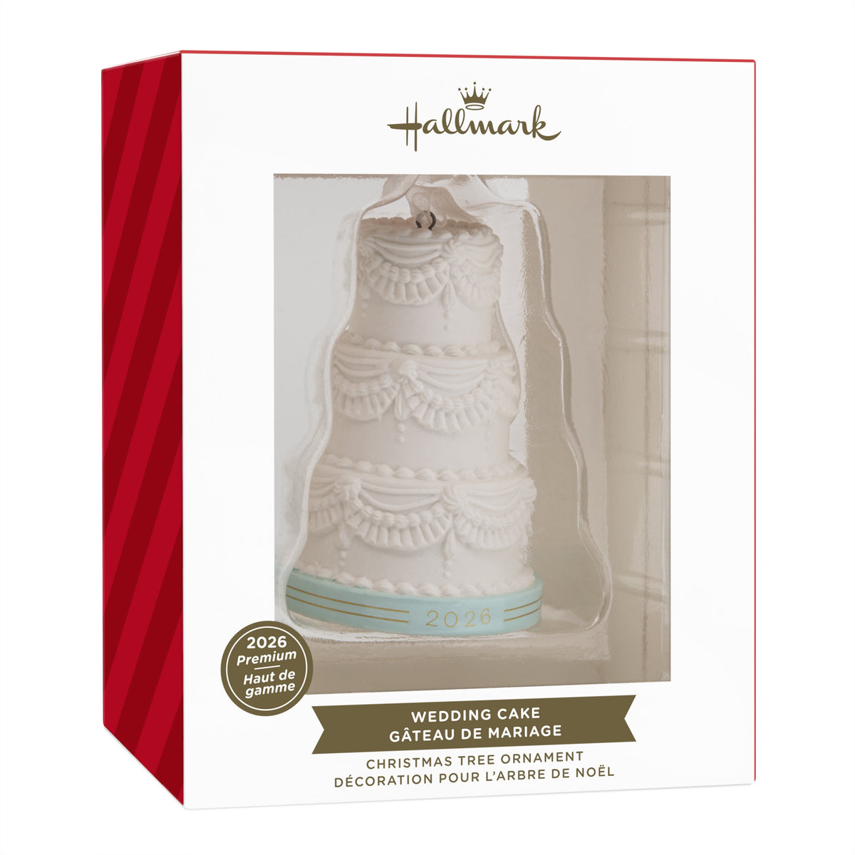 Hallmark Christmas Ornament (Wedding Cake 2026, Porcelain), 1 Count