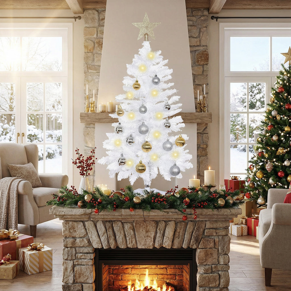 THE BRIVE Artificial Christmas Tree Champagne Includes Ornaments & Star 3ft with LED lights