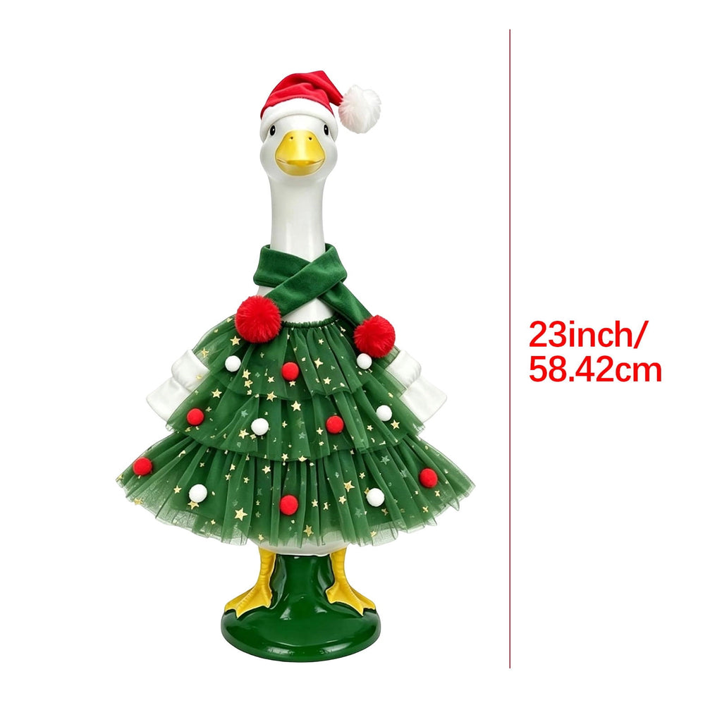 AZXY Thanksgiving Porch Goose Outfit, 23 Inch Lawn Goose Costume with Pilgrim Hat & Pumpkin Turkey Print Dress, Goose Clothes for Cement Plastic Goose Statue, Outdoor Yard Patio Fall Garden Decor