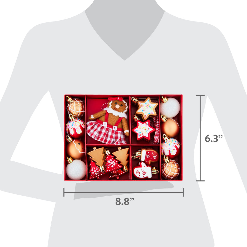 24-Count Red and White Gingerbread Mini Christmas Ornaments, by Holiday Time