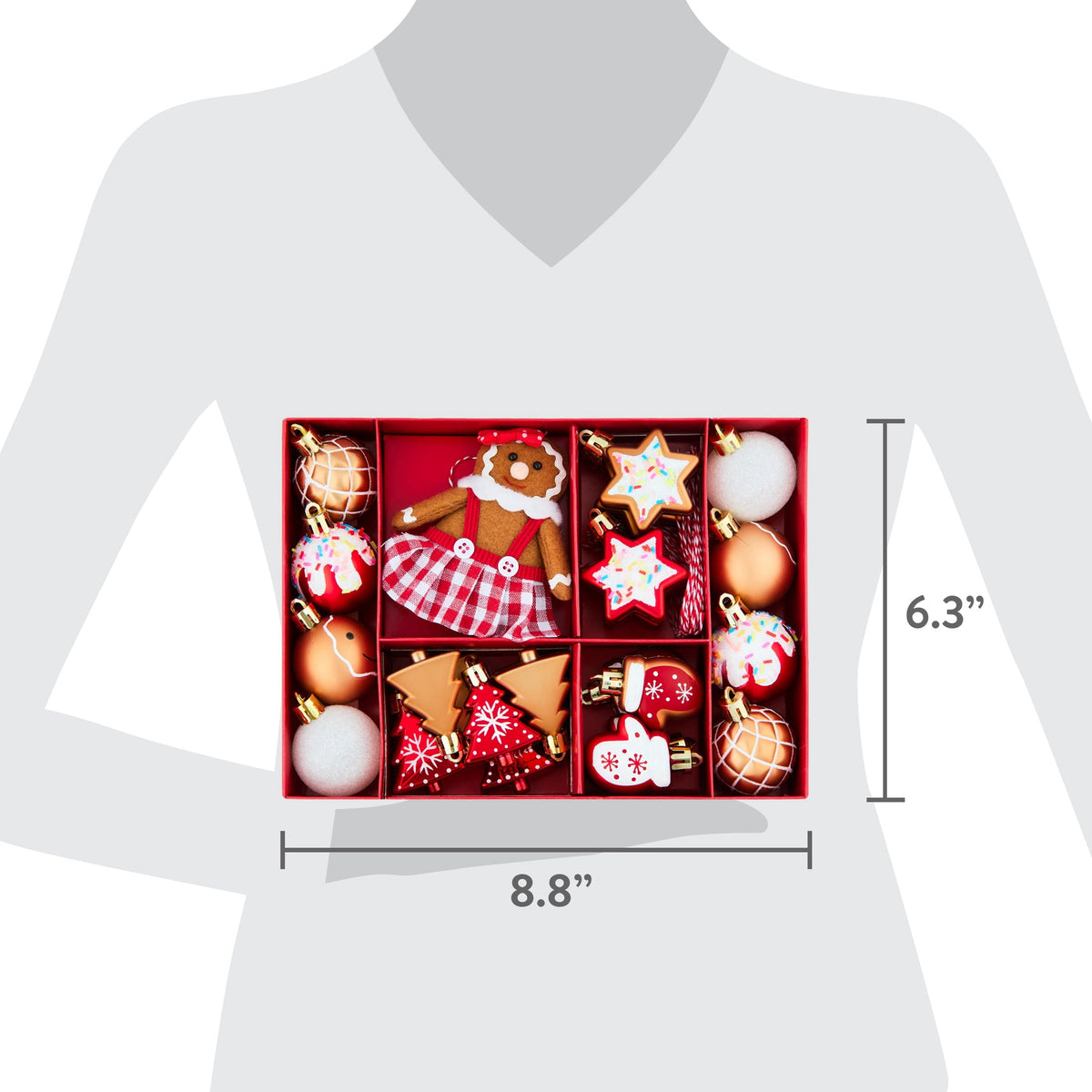 24-Count Red and White Gingerbread Mini Christmas Ornaments, by Holiday Time