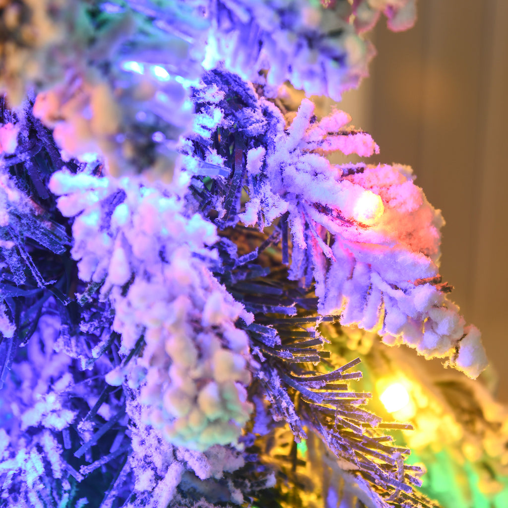 HOMCOM 4' Downswept Slim Snow Artificial Christmas Tree with LED Lights