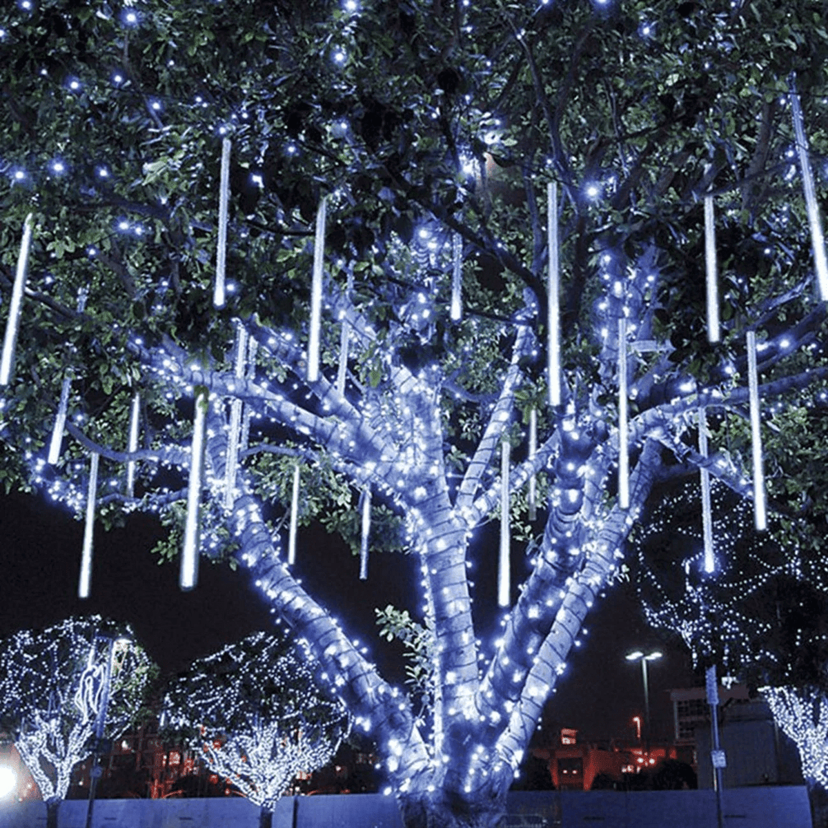 Upgraded Meteor Shower Rain Lights - 19.68 Inch, 10 Tubes, 540 LED Falling Rain Drop Christmas Light, Waterproof Cascading Lights for Holiday Party Wedding Christmas Tree Decoration (White)