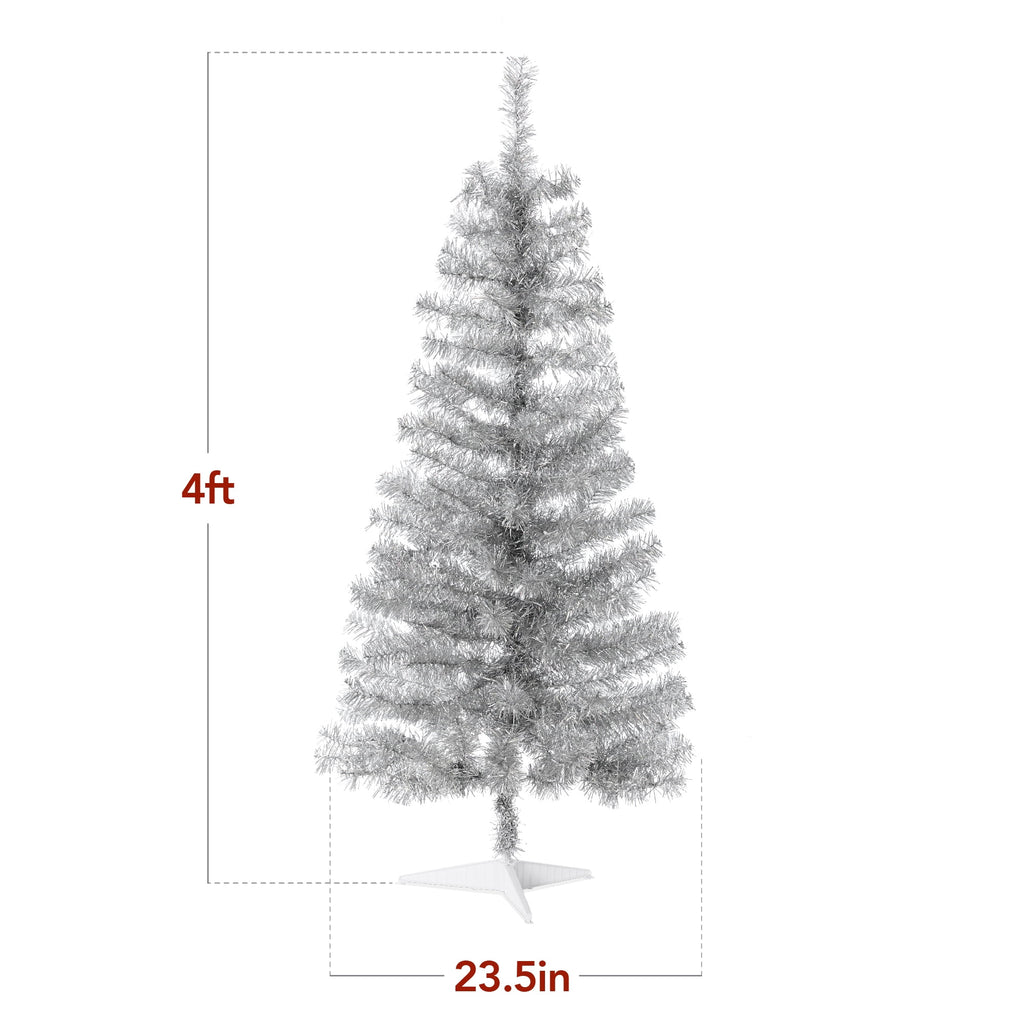 Best Choice Products 4ft Prelit Colored Christmas Tree, Artificial Tree Holiday Decor w/ 70 LED Lights - Baby Blue Tinsel