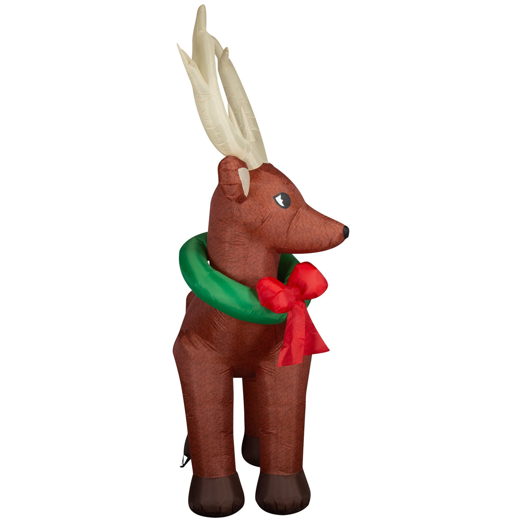 Multicolor Giant Reindeer with Wreath Christmas Airblown Yard Inflatable, 10.5', by Holiday Time